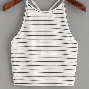 Back and white striped crop top